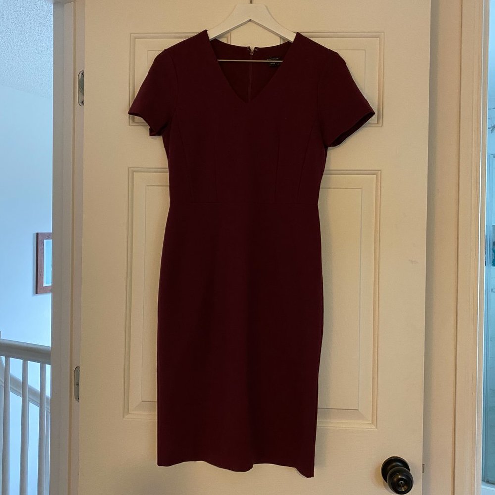 Ann Taylor V-Neck Burgundy Dress